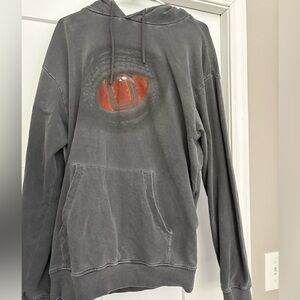 Charcoal Graphic Overtime Hoodie with Orange Detail